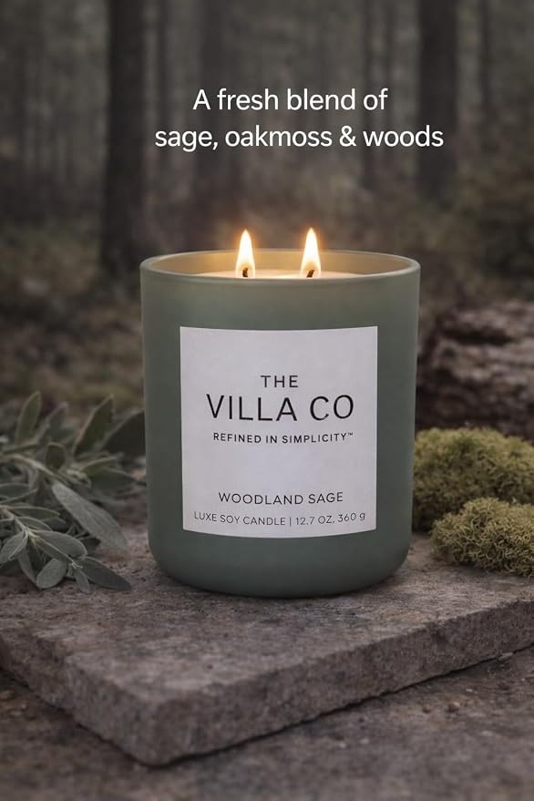 Woodland Sage | Scented Candle for Women & Men | Hand-Poured, Aromatic & Fragrant | 60 Hour Burn Time 12 OZ | Soy Based | Phthalate Free | Made in USA