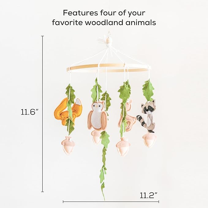 First Landings Baby Mobile for Crib - Forest Animal Nursery Mobiles - Gender Neutral Baby Nursery Decor - Woodland Forest Animals