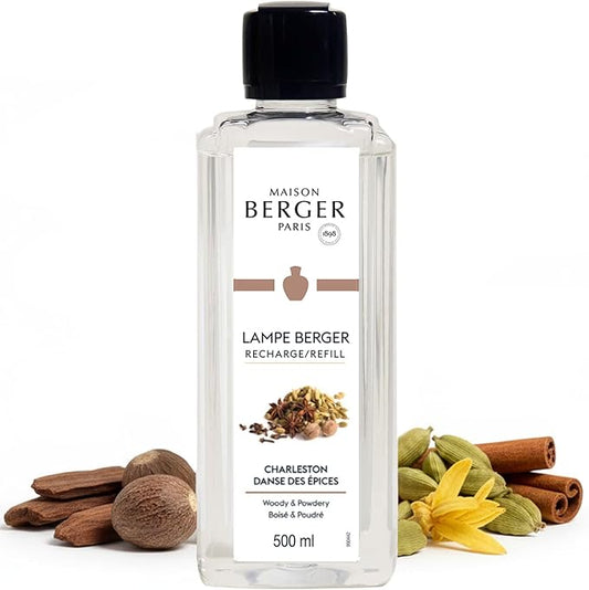 Maison Berger Charleston Lampe Berger Refill, 500 ml (16.9 fl oz), 2-in-1 Catalytic System, Neutralizes Odors and Diffuses Fragrance, Cardamom, Cinnamon, Teakwood, Made in France