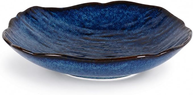 Blue Ceramic Decorative Bowl, 10.8in Navy Centerpiece Bowl for Coffee Table