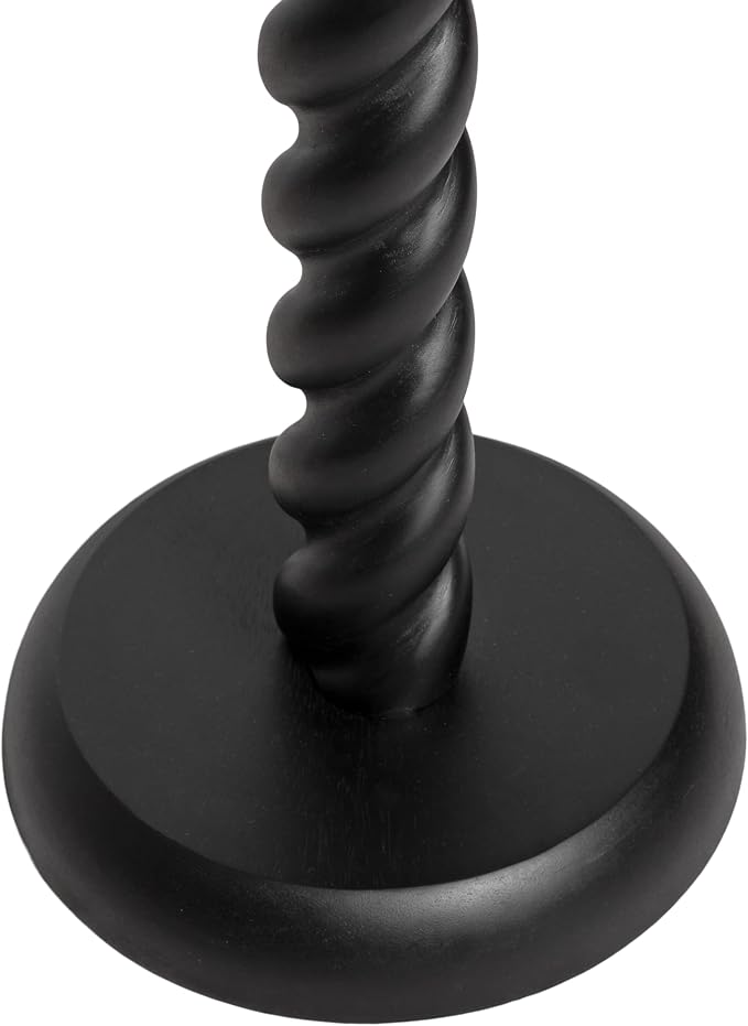 Kate and Laurel Willoughby Modern Wooden Spiraled Round Side Table, 15 x 15 x 24, Black, Accent Pedestal End Table with Turned Base for Use as Indoor Plant Stand or Bedroom Nightstand Option