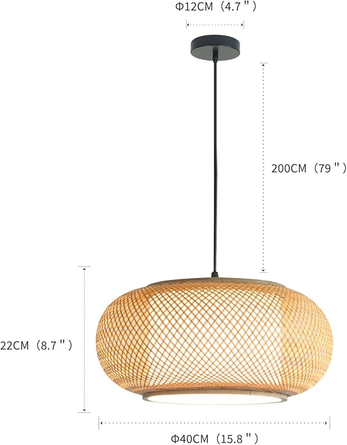 Bamboo Pendant Light Dining room light wabi sabi japanese Light fixture Country style Ceiling Hanging Light Beige Boho Antique Lantern Applicable for Kitchen Island Teahouse bedroom Restaurant