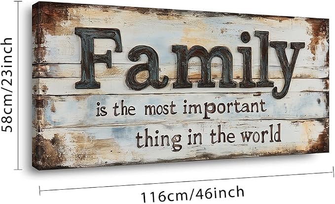 Retro Family Quotes Wall Art for Living Room Canvas Painting Prints Family is the Most Important Thing in the World Rustic Farmhouse Art Deco Modern Artwork Bedroom Kitchen Dining Room Decor Large