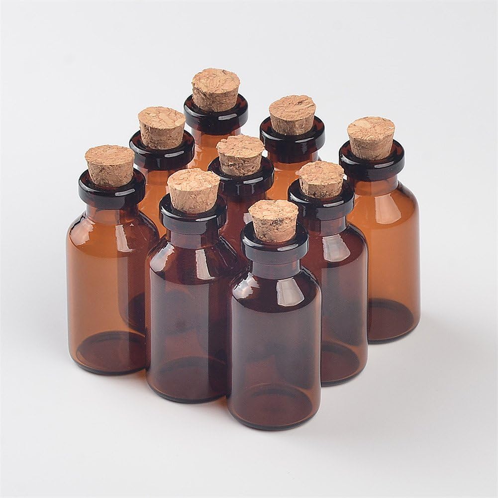 18x40x7mm 5ml Mini Brown Glass Jars with Cork Empty Tiny Glass Jars Gift 5ml Glass Bottles Vials 12units (12, 5ML)