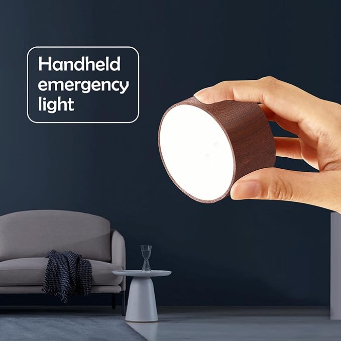 LANDGOO Wood Wall Sconce, Sapele Wood Magnetic 360° Rotatable Cordless Bedside Lamp Set, Rechargeable & Dimmable LED Lights with Touch Control, Wireless Wall Mount for Bedroom