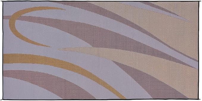 Stylish Camping Reversible Graphic Patio Mat - 8' x 16', Brown/Gold