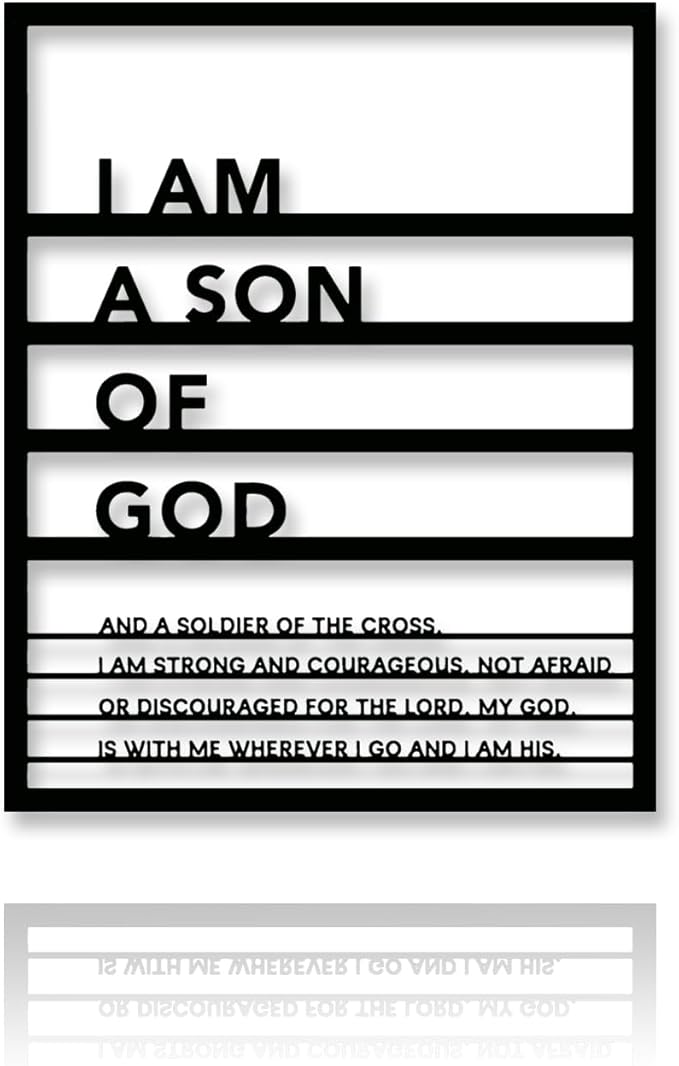Metal Teen Boy Room Wall Decor I Am a Son of God Wall Art Sign for Boys Bedroom Playroom living Room Bathroom Motivational Sculptures Black