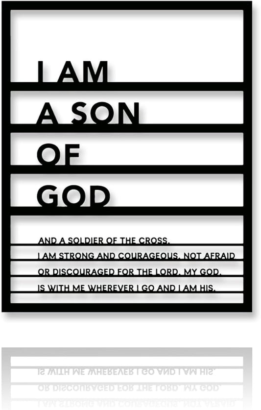 Metal Teen Boy Room Wall Decor I Am a Son of God Wall Art Sign for Boys Bedroom Playroom living Room Bathroom Motivational Sculptures Black