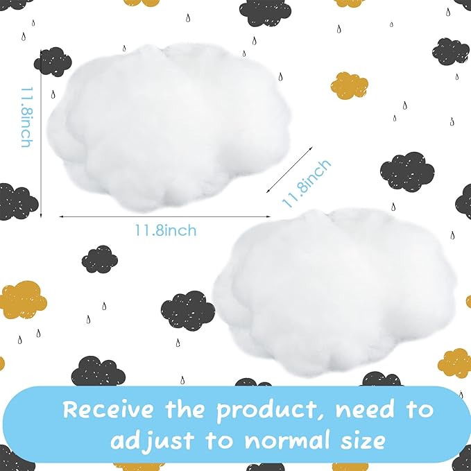 Jetec 3 Pieces Artificial Cloud Props Imitation 3D Cloud Shape Hanging Decorations Room DIY Decorative Hanging Ornament for Wedding Party Stage Show Decor (Large Size)