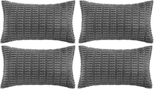 Fancy Homi 4 Packs Decorative Throw Pillow Covers for Living Room Couch Bed, Modern Farmhouse Boho Home Décor Accent Cushion Case, 24" x 14" (Pack of 4), Dark Gray
