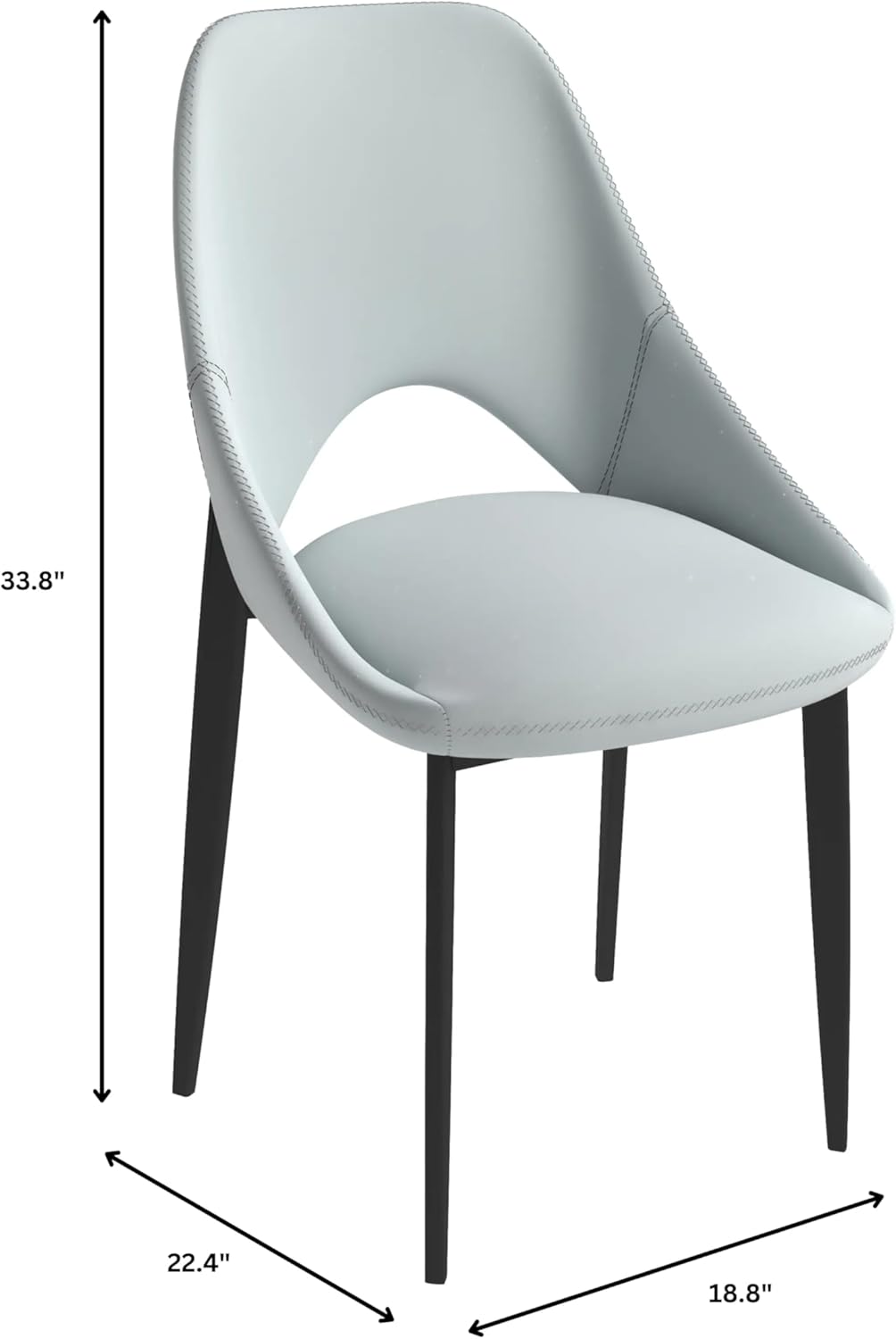 LeisureMod Amalfi Upholstered Fabric Dining Chair – Modern Side Chair with Iron Legs, Mid-Century Accent Chair for Dining Room or Kitchen