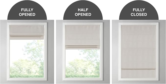 Madison Park Galen Cordless Roman Shade, 29"W x 64"H, Sheen Ivory – Room Darkening, Thermal Insulated, Energy Efficient Window Blind with Subtle Sheen Basketweave Fabric for Privacy
