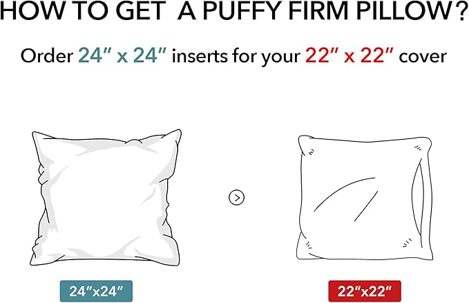 Oubonun 24x24 Square Pillow Inserts (Set of 2) - 100% Cotton Cover - Decorative Interior Sofa Pillow Pair - White