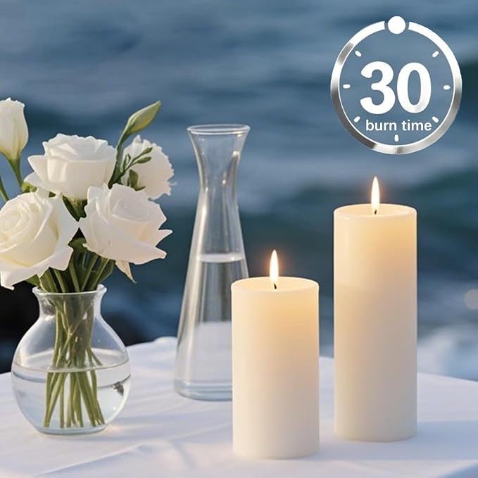 Pillar Candles 20 Pack, White Pillar Candle Bulk for Wedding | 2x4 Inch Unscented Clean Burn, Long Lasting, Smokeless & Smokeless, Candles Bulk Decor for Home Party Hurricane
