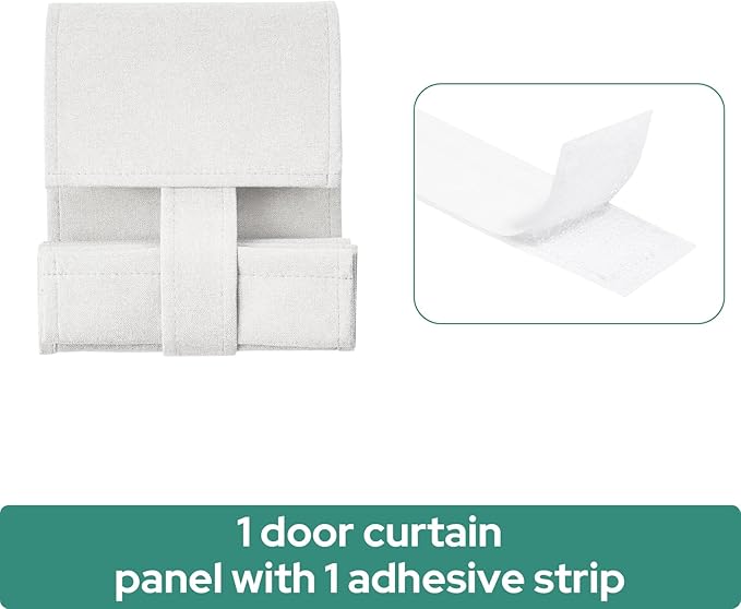 HOMEIDEAS Classroom 100% Linen Blackout French Door Curtains, Classroom Door Window Cover, Privacy Shades Thermal Insulated Small Window Covering, 1 Panel, W8 X L36 Inch, White