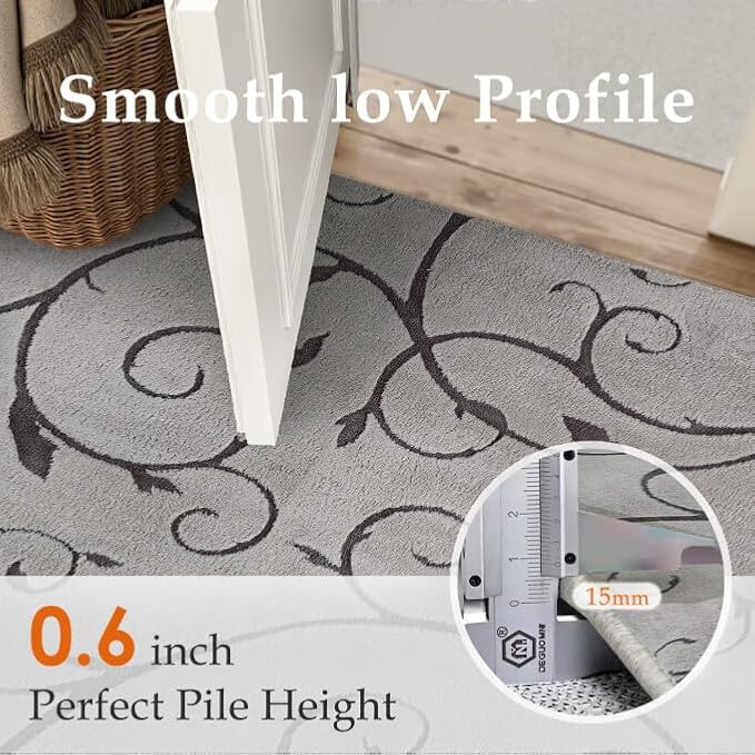 PureCozy Gray Washable Area Rug 6x9 Soft Shag Rugs for Living Room Modern Boho High Pile Non-Shedding Throw Rugs Non Slip Indoor Office Carpet for Playroom Bedroom Home Aesthetic Decor