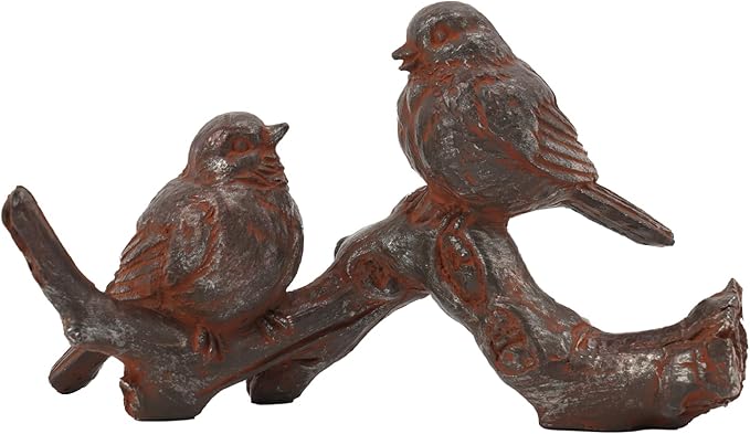 Braxio Bird Figurines Home Decor – Resin Tabletop Vintage Distressed Birds on Branch, Rustic Farmhouse Decor for Living Room, Bedroom, Office, 6 x 2.3 x 3.4 Inches