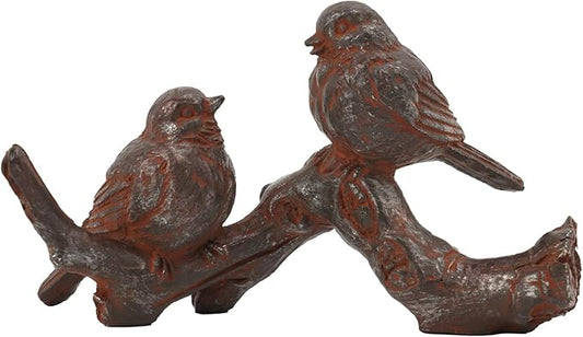Braxio Bird Figurines Home Decor – Resin Tabletop Vintage Distressed Birds on Branch, Rustic Farmhouse Decor for Living Room, Bedroom, Office, 6 x 2.3 x 3.4 Inches