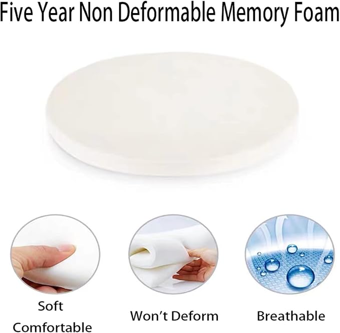 Detachable Cushion, Round Memory Foam Chair Pad, Non-Slip Design Soft Breathable Comfortable Seat Cushion, Suitable for Living Room, Dining Room, Office,With zipper, Washable -14x14inch- Light Grey