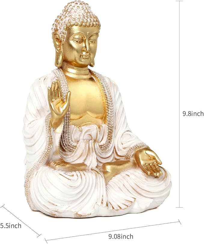 Buddha Statue Gold 9.8",Buddha Statues for Zen Decor Spiritual Relaxation,Meditation or Shrine- Decor -Buda– Indoor Buddha Gift for Living Room Table Office Home Decor