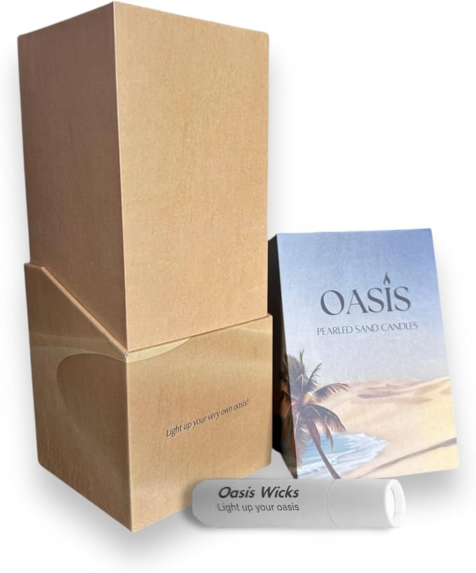 Oasis Pearled Sand Candle - 18oz Sand Wax, Refillable, Scented & Unscented Luxury Candle with 30 Wicks, Up to 120 Hours Burn Time (Sandalwood Vanilla)