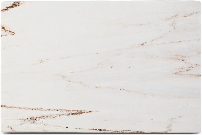 Koville Marble Cutting Board for Kitchen, 12" x 8" Real Stone Slab Marble Cheese Board for Home Decor, Stone Pastry Boards Cutting Boards Candle Plate (White/Brown Random)- Palissandro Classico