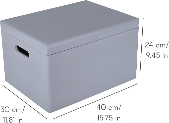 Creative Deco Large Gray Wooden Box Storage with Hinged Lid | 15.8x11.8x9.44in (+-0.5) | Keepsake Gift Box Storage Document | Wood Chest Trunk PRODUCT NOT INTENDED FOR 15 YEARS OR BELOW | Solid pine storage box with a lid for keepsakes, crafts, station...