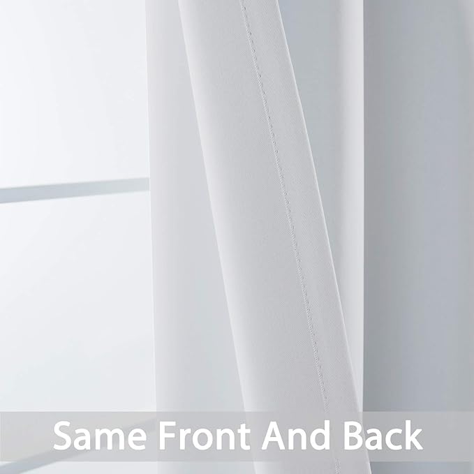 Yakamok Blackout Curtains Room Darkening Thermal Insulated Window Panels,Solid Grommet Top Drapes for Bedroom/Living Room(70Wx84L,Greyish White, 2 Panels)