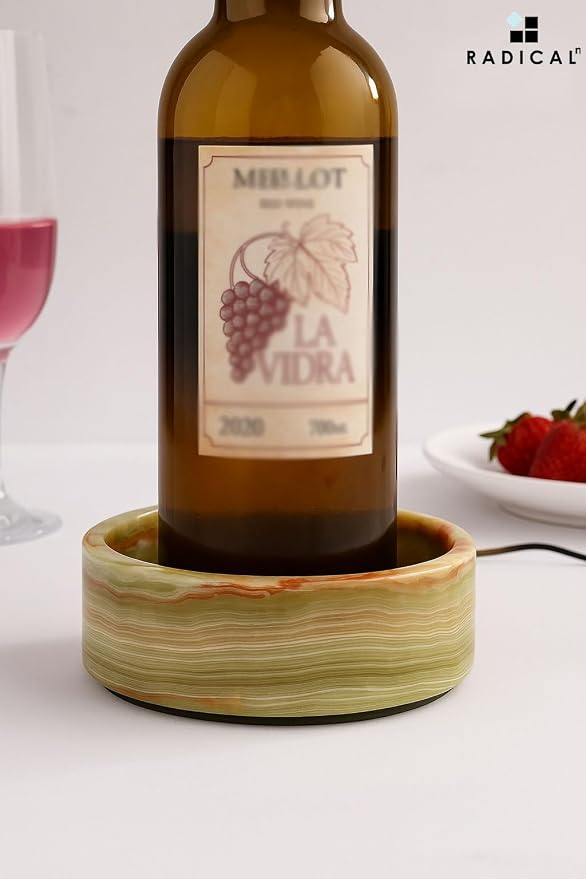 Radicaln Marble Wine Coasters 5.5" Inches Green Onyx Wine Bottle Coasters for Countertop, Ideal Absorbent Cork Holder for Champagne Bottles
