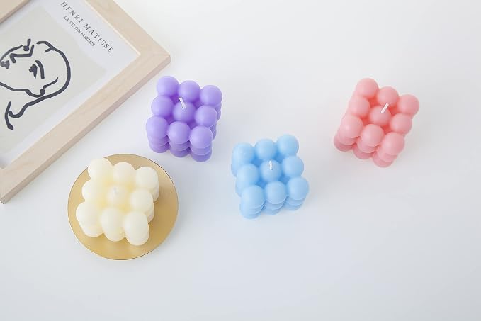 Bubble Candle - Cube Soy Wax Candles, Home Decor Candle, Scented Candle Set 1 Pieces, Home Use and Gifting (Pink) Christmas Gifts