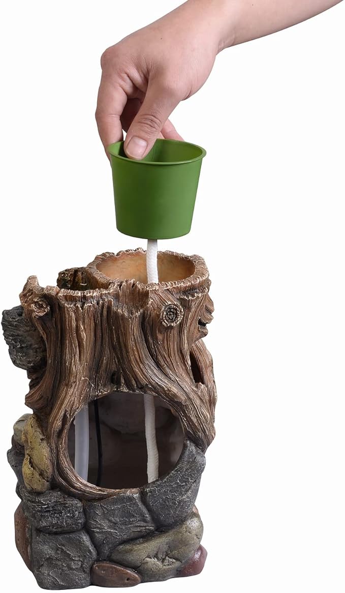 GOSSI Indoor 5-Tier Rockery Tabletop Waterfall Fountain with Auto Watering and Small Plastic Plant Pot, Decorative Home Water Fountain (22021)