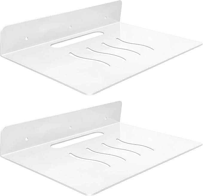 Steel Floating Shelves for Wall,Small Wall Shelf，Suitable for Bedroom, Living Room, Bathroom, Kitchen, Office (White, 2Pack 9.06x6.89 in)