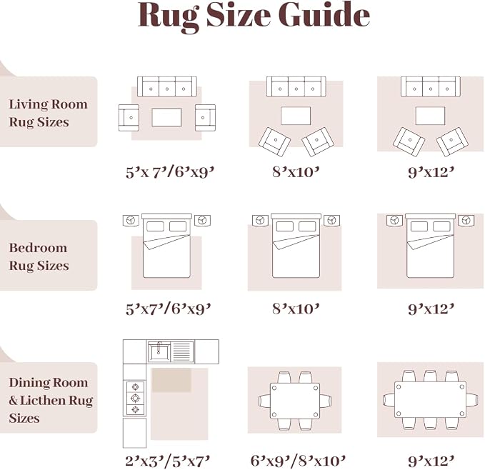 Homemate Washable Rug 5x7 Area Rugs - Vintage Faux Wool Rugs for Living Room Bedroom Dining Room - Non Slip Foldable Carpet Indoor Area Rug for Home Decor（5'x7', Beige