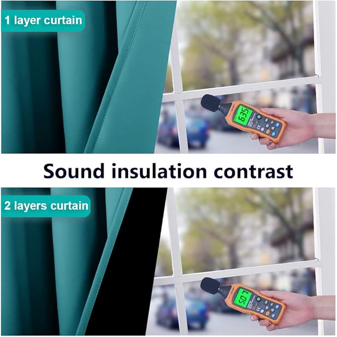 NICETOWN 100% Blackout Curtains 84 inches Long, Pair of Energy Smart & Noise Blocking Out Drapes for Baby Room Window, Thermal Insulated Guest Room Lined Window Dressing(Peacock Teal, 52 inches Wide)