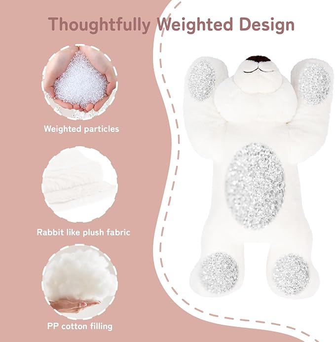 Niuniu Daddy Weighted Polar Bear Stuffed Animals for Kids & Adults, 24" | 5lb Large Weighted Plushies Pillow for Sleeping and Calming, Cute Lying Plush Toy Huggable Gift for Everyday Comfort