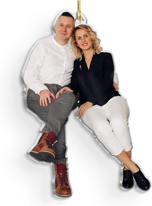 Personalized Photo Ornament for Couple, Custom Acrylic Ornament with Image, Gifts for Men Women, Newlywed Couple, Mom Dad, Christmas Hanging Decor