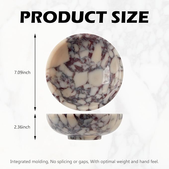 Luxury Natural Marble Decorative Bowl – Medium 7-Inch Calacatta Viola Marble for Coffee Table Centerpiece Holder, Decorative Catchall Dish for Dining Table, Statement Accent Tray for Home Decor
