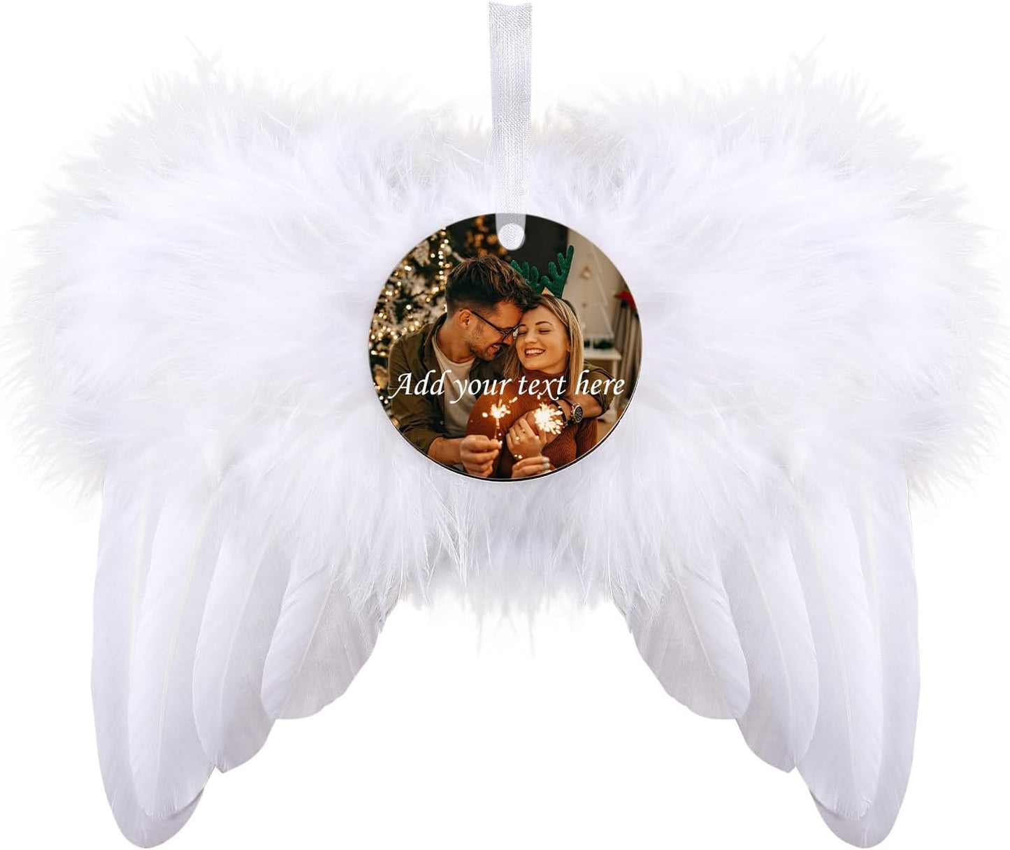 Personalized Christmas Ornaments 2025, Angel Wings Custom Photo Text Hanging Ornament Customized Christmas Tree Decorations Gift for Family, Kids, Friends, Couples, Wedding