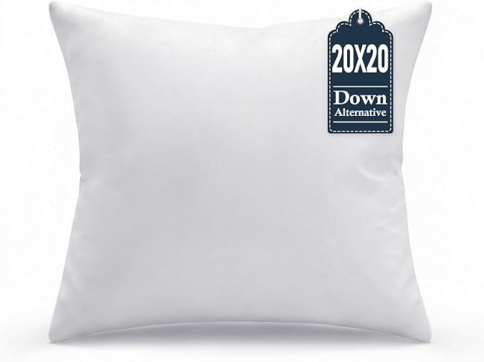 puredown® 20x20 Throw Pillow Inserts, Pack of 1, Indoor Decorative Down Alternative Throw Pillows for Couch, Sofa & Bed – Supportive & Fluffy