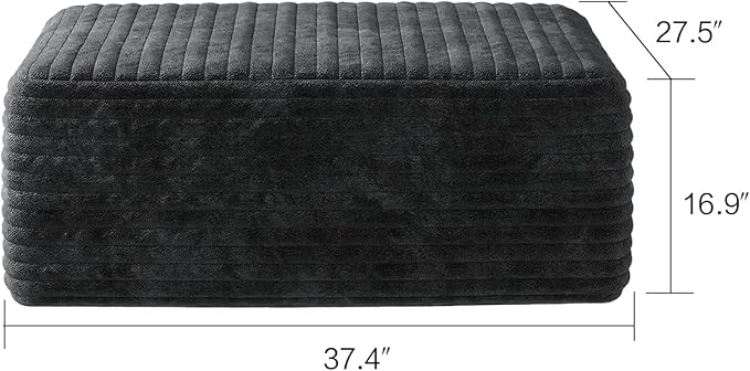 135" U Shaped Sectional Couch with Ottoman, Large Sectional Couches for Living Room, Plush Corduroy Convertible Sleeper Sofa, Compressed Foam Sofa in a Box No Assembly, Left Facing Chaise, Black