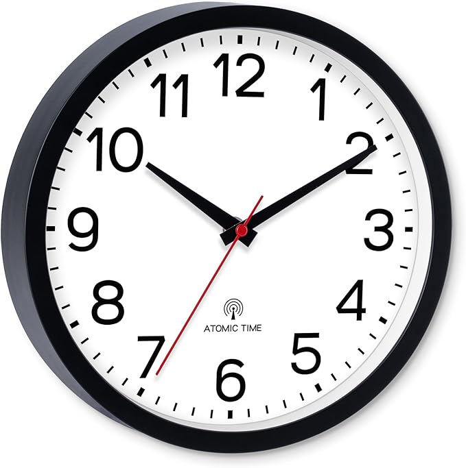 AKCISOT Atomic Black Wall Clock Analog Clocks for Indoor Kitchen, Battery Operated Clock for Bedroom Office Living Room(14 Inch)