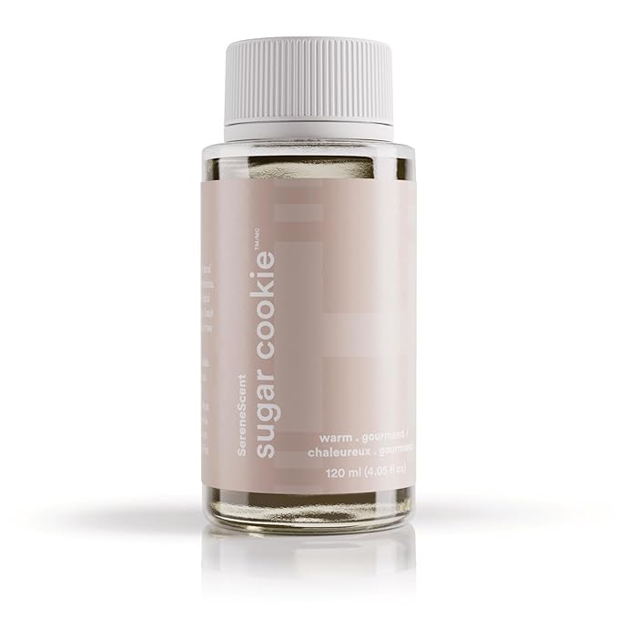 Homedics SereneScent Waterless Diffuser Oil Refill — Sugar Cookie (120ml). Clean, Safe & Decadent Vanilla Caramel Fragrance. Compatible with SereneScent Diffusers. Easy Twist Plug & Play.