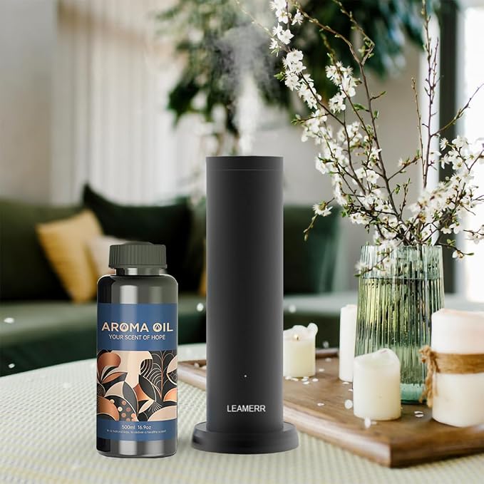 Smart Aroma Diffuser with Bluetooth & WiFi,Coverage: 1399 sq ft,Air Purifier for Home Hotel Store, APP Control Waterless Essential Oil Diffuser, Black