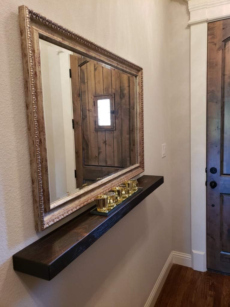 joelsantiques 54 Inch Wooden Floating Shelves for Wall - 54x6x2 in - Made of Natural Wood - Long Heavy Duty Rustic Wall Shelves for Bedroom - Perfect for Living Room, Kitchen - Mocha