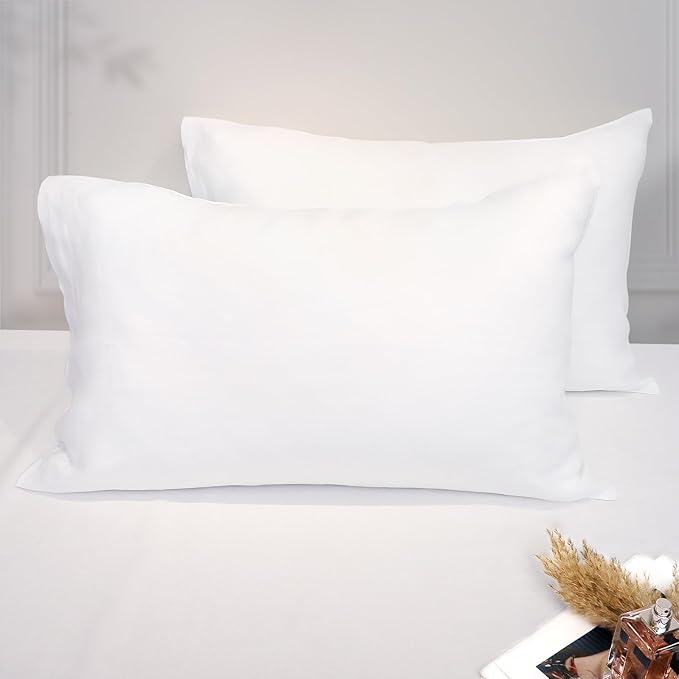 Linen Pillow Cases Standard Size Set of 2,100% French Flax Linen Pillowcases Breathable Washed Pillow Covers with Envelope Closure for Cooling Sleep Bedding Gift(White,20x26)