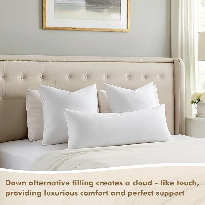 MIULEE 14x36 Synthetic Down Alternative Pillow Insert Decorative Throw Pillow 14 x 36 Inch Body Bed Sleeping Ultra Soft Fluffy Form for Sofa Couch Bed