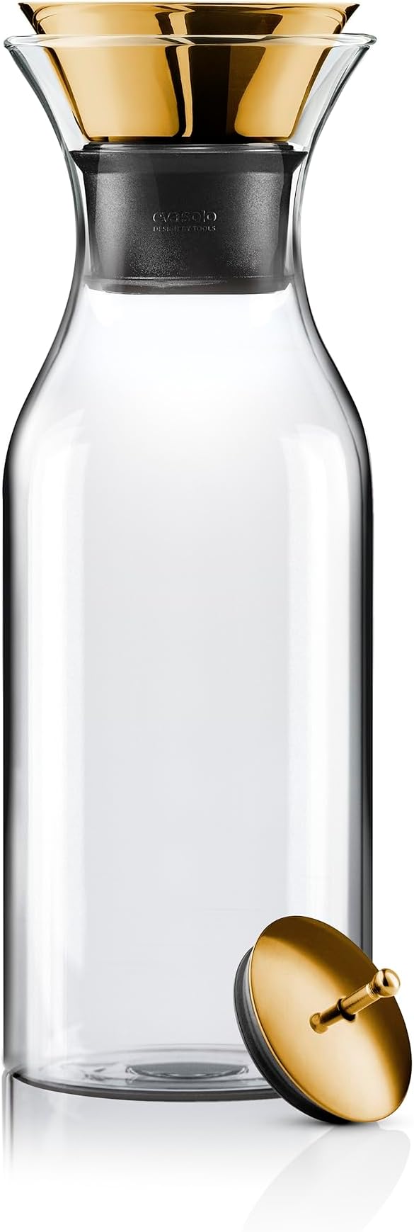 EVA SOLO | Fridge Carafe 1.0L | For Hot & Cold Drinks | 100% drip-free | Dishwasher-safe Borosilicate Glass | Tilt Brass Lid & Silicone Pouring Lip | Fits Most Refrigerator Doors | Danish Design