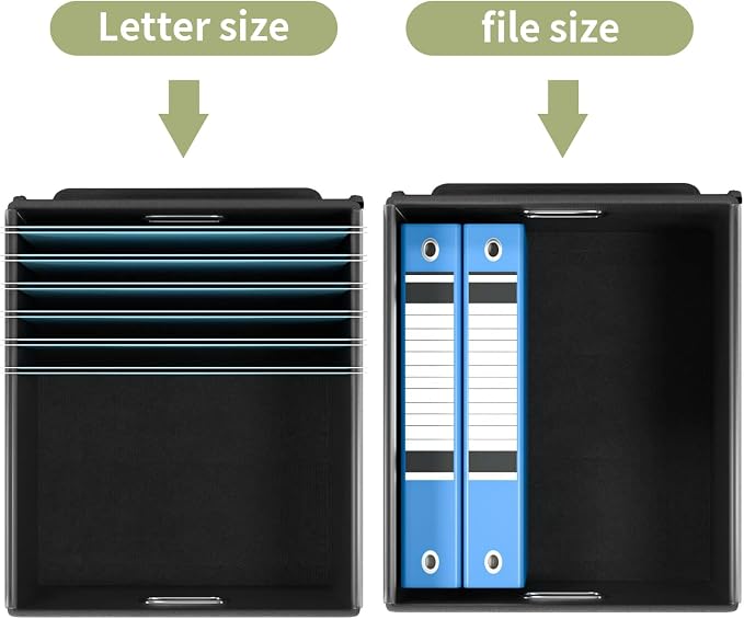 File Organizer Box with Lid, Collapsible File Folder Organizer for Office Document Storage, Filing Box with Plastic Slide for Letter Size Hanging File Folders(1 Pack, Green)