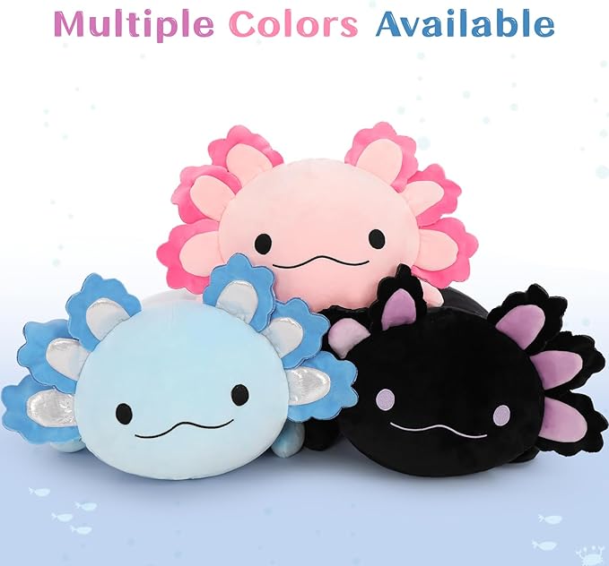 MaoGoLan Giant Axolotl Plush with 3 Baby Axolotl Inside - 23.5" Soft Stuffed Animal Throw Pillow - Blue