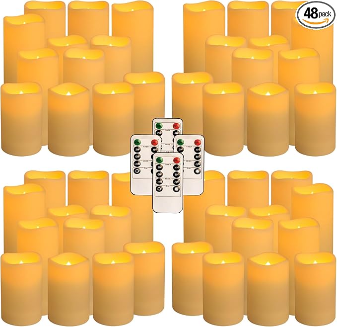 fclayvts 48-Pack LED Flameless Candles with Remote Control - Perfect for Home, Parties, and Special Occasions - Create a Magical Ambiance Effortlessly(Three Sizes)